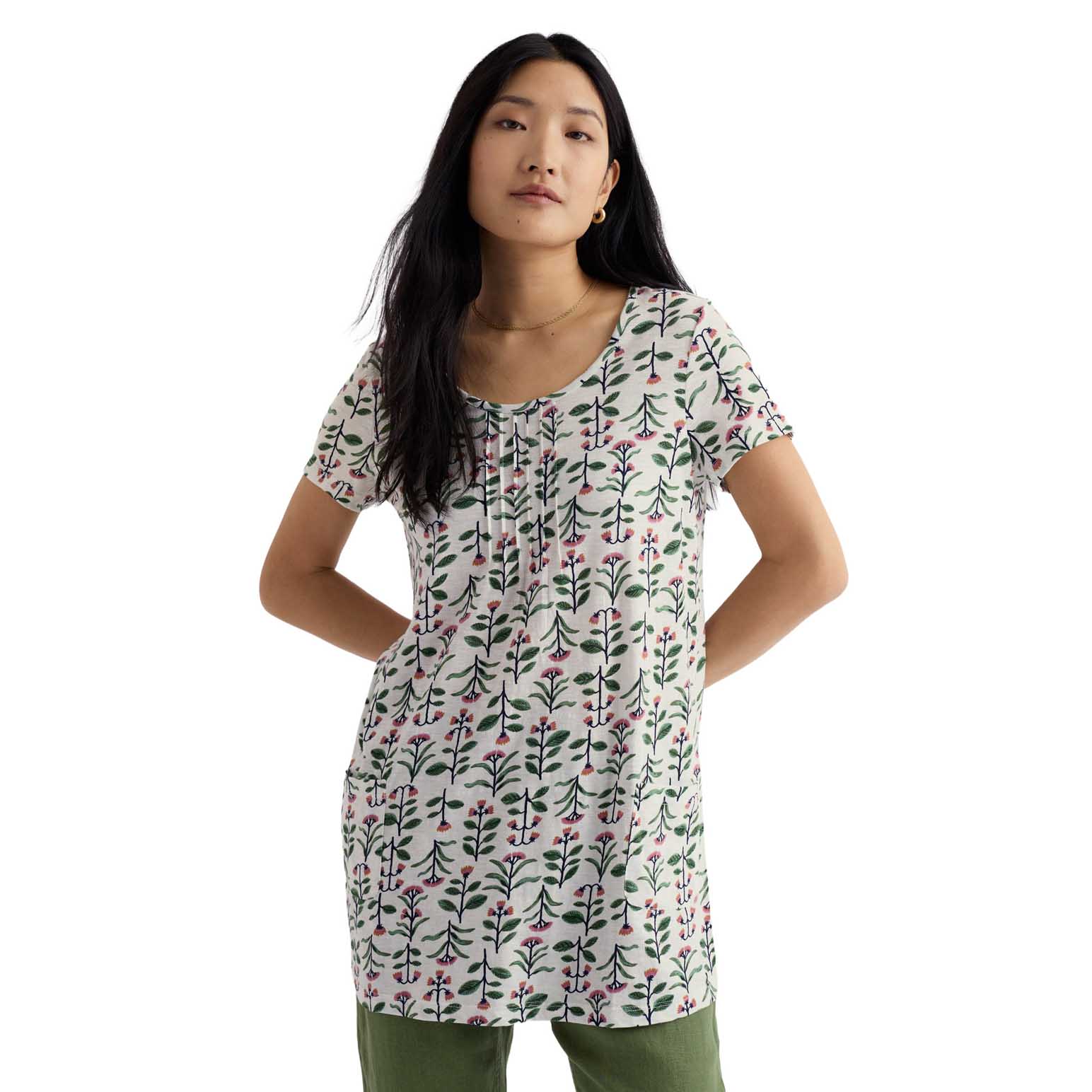 Seasalt Cornwall Busy Lizzy Tunic Painted Stems Chalk